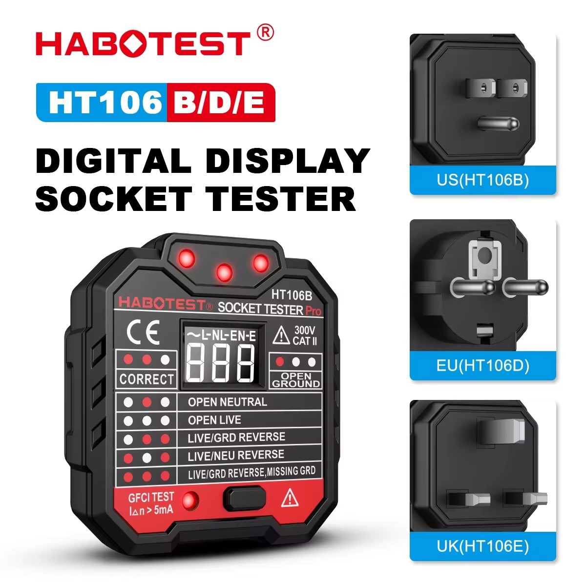 Power Tools Uk Review - HT106 penguji soket Digital Pro voltase,