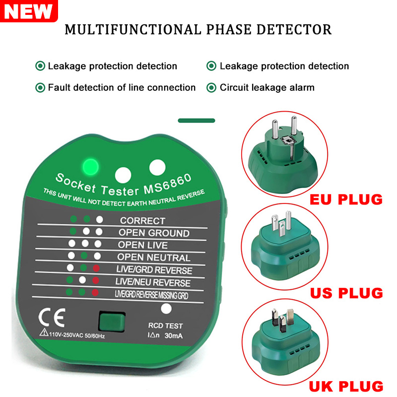 Power Tools Uk Review - 30mA soket Tester voltase detektor soket