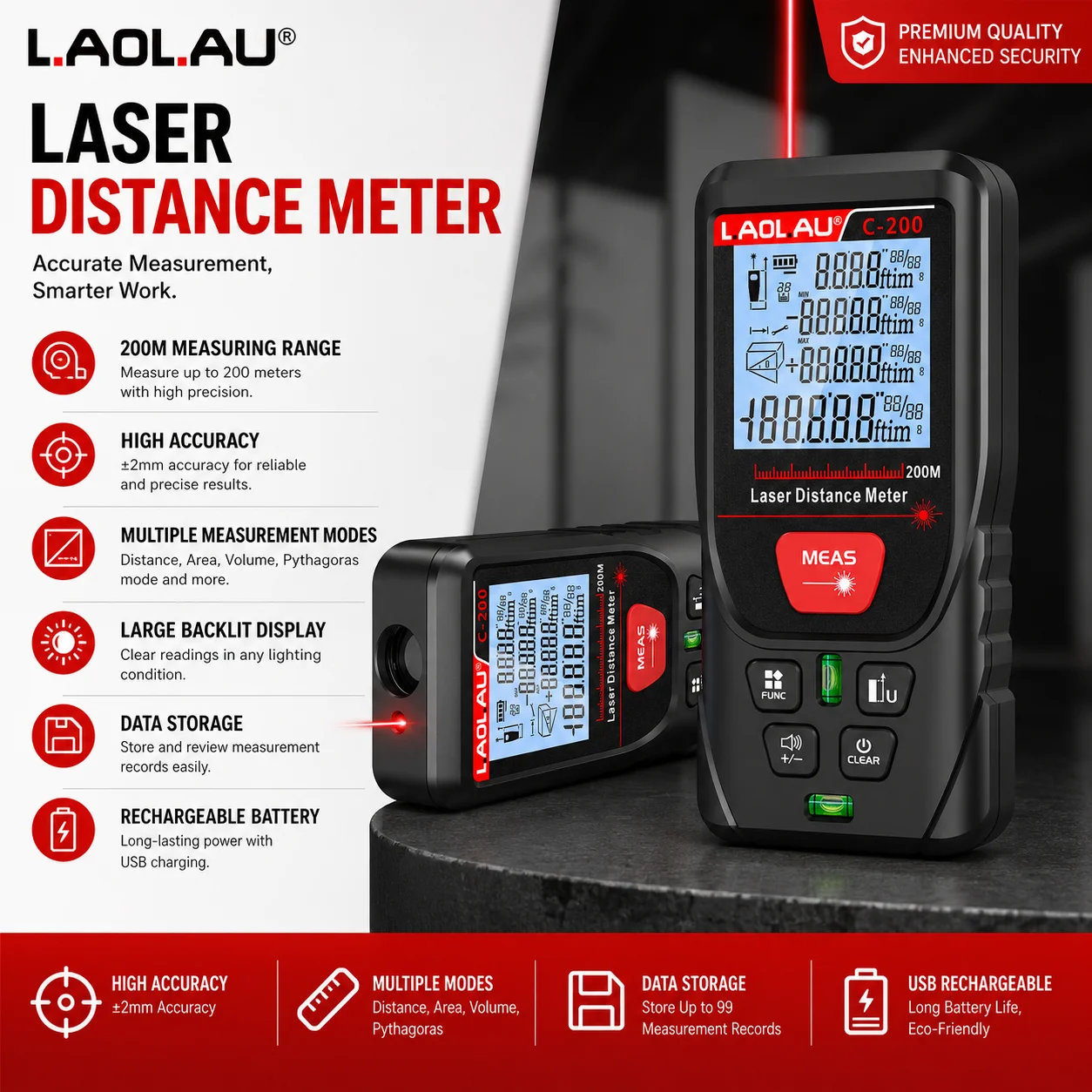 LAOLAU Pengukur Jarak Laser Di - Power Tools Red ulasan dan harga