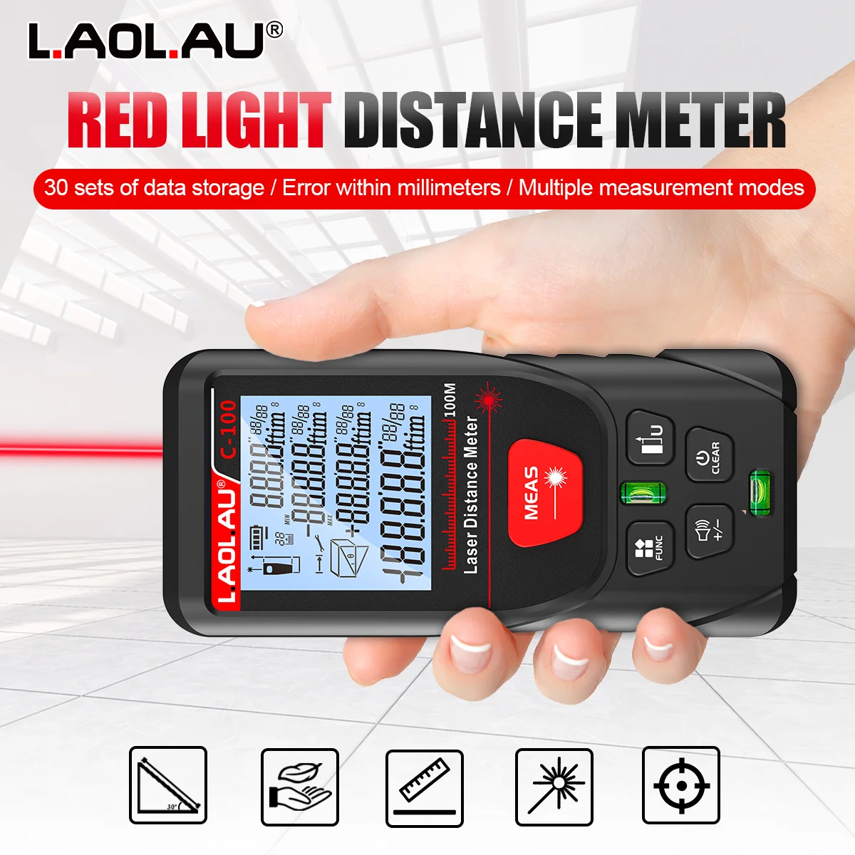 LAOLAU Pengukur Jarak Laser Di - Power Tools Red ulasan dan harga